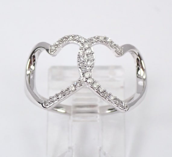 White Gold Diamond Heart Cluster Cocktail Ring Size 7 Best Friend Gift F-VS FREE Sizing LQDW20