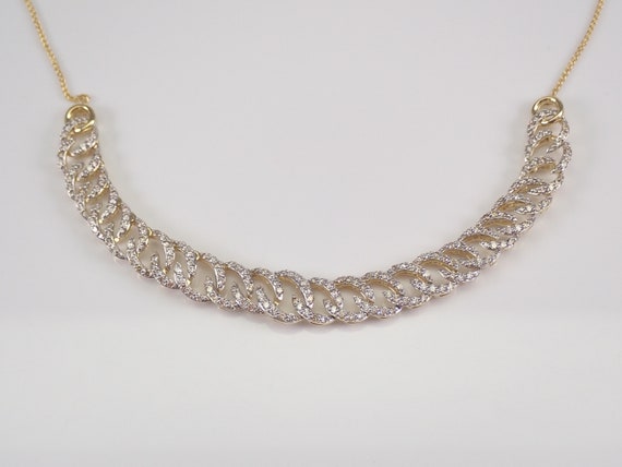 2ct Genuine Diamond Chainlink Choker Necklace - 14K Yellow Gold 20 inch Adjustable Chain - Unique Anniversary Jewelry Gift