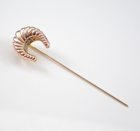 Vintage 14K Tri Color Gold Horseshoe Stick Pin - Rose Yellow and White Gold Fine Jewelry Gift