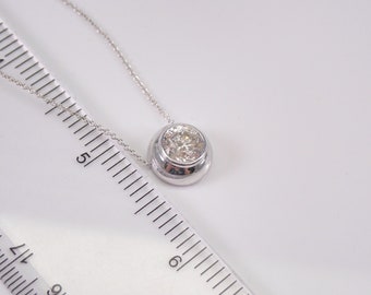 Diamond Solitaire Pendant, 14K White Gold Diamond Necklace