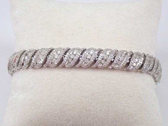 14K White Gold 5ct Diamond Tennis Bracelet Genuine Diamond Fine Jewelry Statement Bracelet 7"