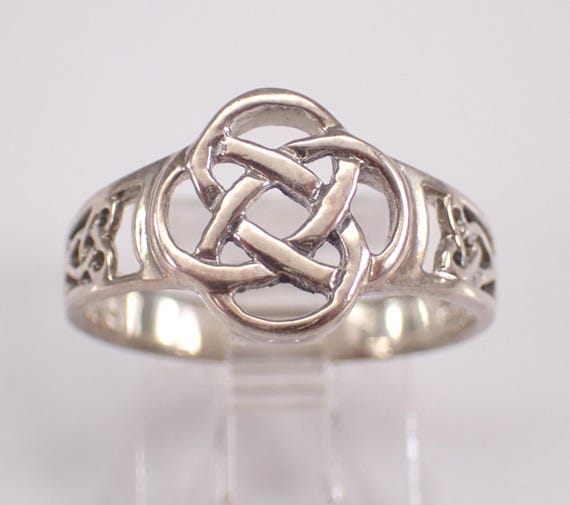 Vintage Sterling Silver Celtic Band, Estate Wedding Anniversary Ring