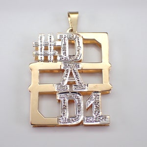 Dije de papá con número 1 en oro amarillo de 14 quilates: colgante de diamante grande para collar o pulsera