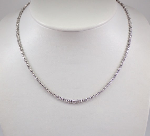 Riviera Diamond Tennis Necklace - 14k White Gold Graduated Diamond Choker - Unique Bridal Gift