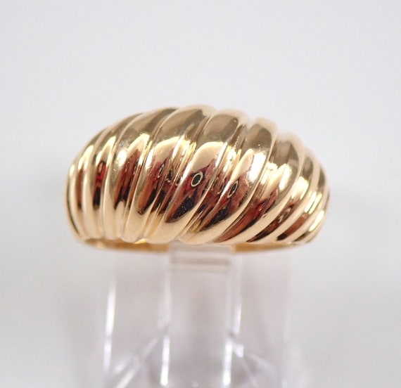 Vintage Solid 14K Yellow Gold Multi Row Band, Wide Right Hand Pinky Ring, Estate Fine Jewelry