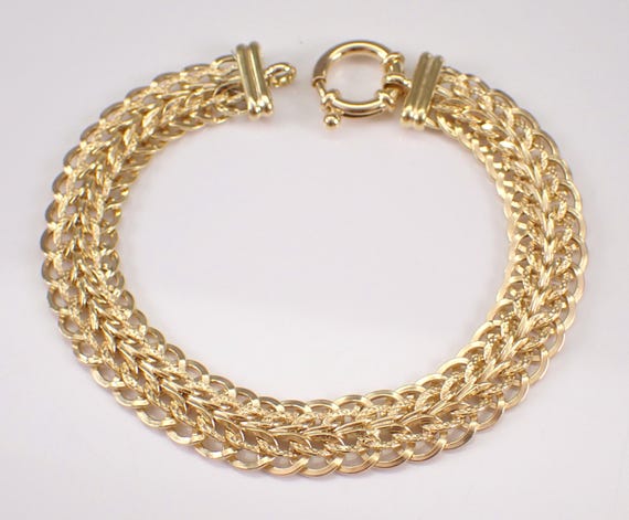 Vintage 18K Yellow Gold Bracelet - Unique Simple Interwoven Layering Link - Large Byzantine Turkish Style Braided Chain