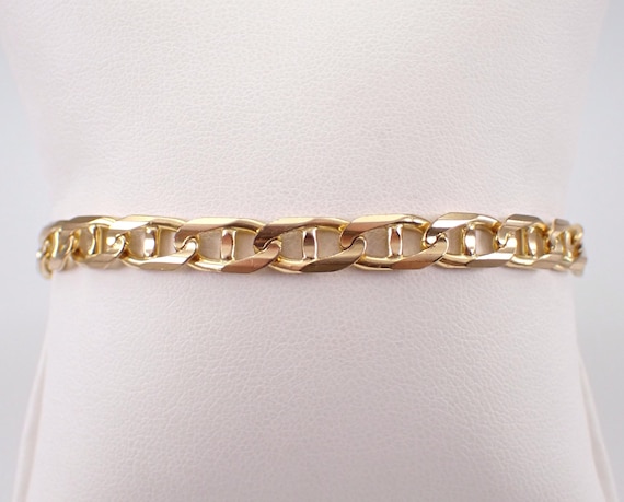 Vintage 14K Yellow Gold Anchor Bracelet - Simple Mens Mariner Link - Layering Everyday Jewelry Gift