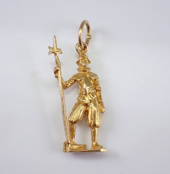 Vintage 18K Yellow Gold Swiss Guard Charm - Estate Vatican City Army Pendant - Bodyguard Soldier Officer