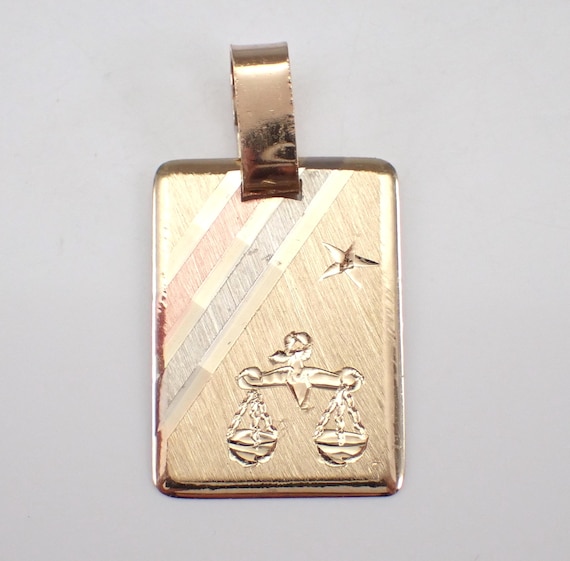 Vintage 14K Tri Color Gold Justice Scale Symbol Charm, Lawyer Attorney Pendant for Bracelet or Necklace Gift