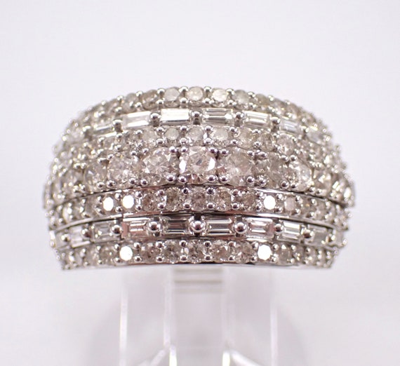 3.05ct Diamond Anniversary Band - White Gold Round and Baguette Wedding Ring - Unique Chunky Bridal Fine Jewelry Gift