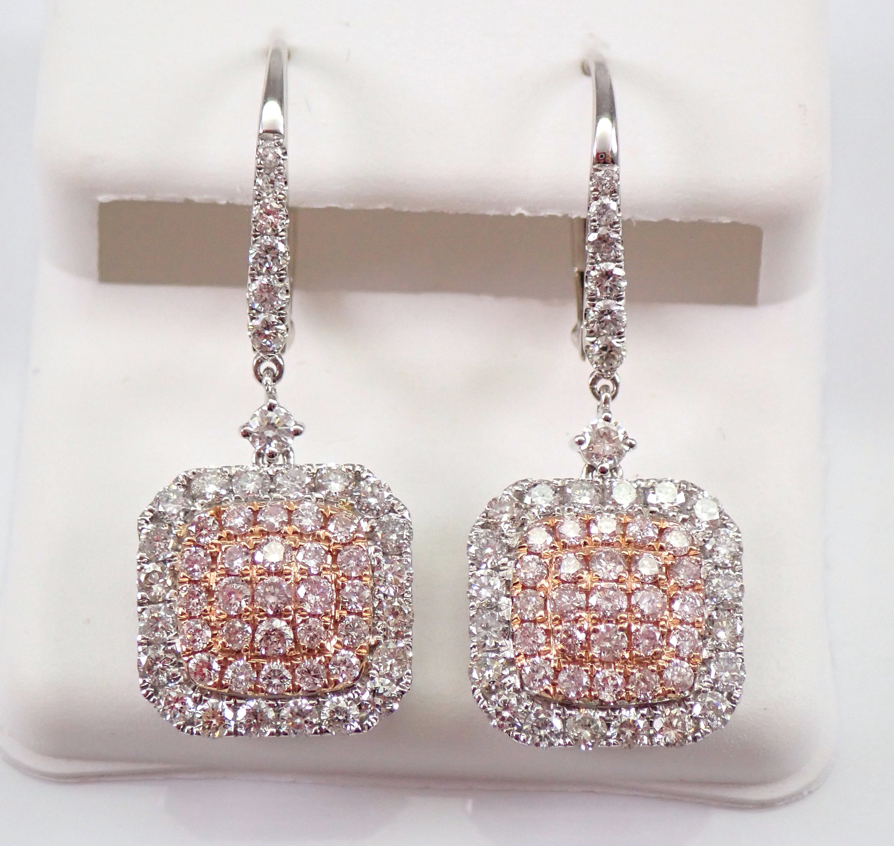 Fancy Pink Simulated Diamond Dangle Earrings 925 Sterling Silver -  diamondiiz.com