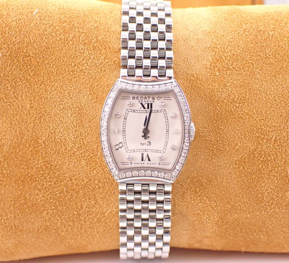 Bedat No. 3 Diamond Watch, Swiss Quartz Ladies Wristwatch, Stainless Steel Band