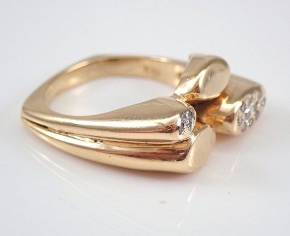 Vintage 14K Yellow Gold Diamond Ring, Unique Clus… - image 5