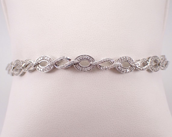 White Gold Diamond Bracelet: Layering Everyday Interlocking Link