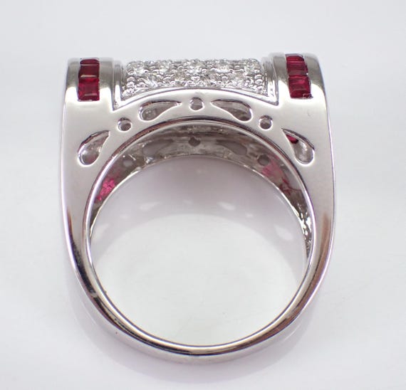 18K White Gold Ruby and Diamond Ring, Gemstone Cl… - image 6