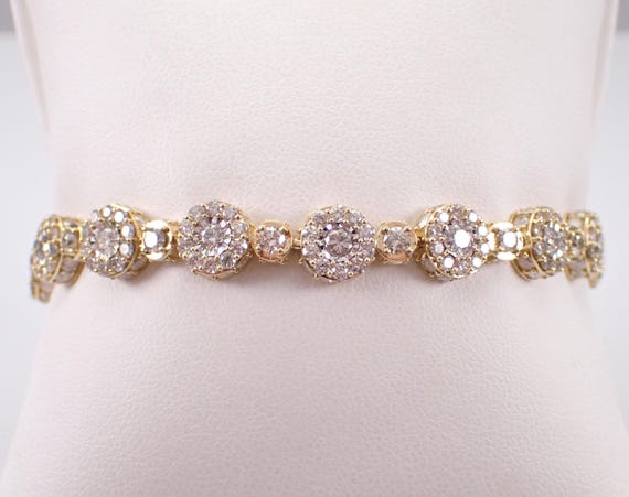 Round Diamond Tennis Bracelet - Yellow Gold Unique Everyday Statement - GalaxyGems Diamond Jewelry Gift