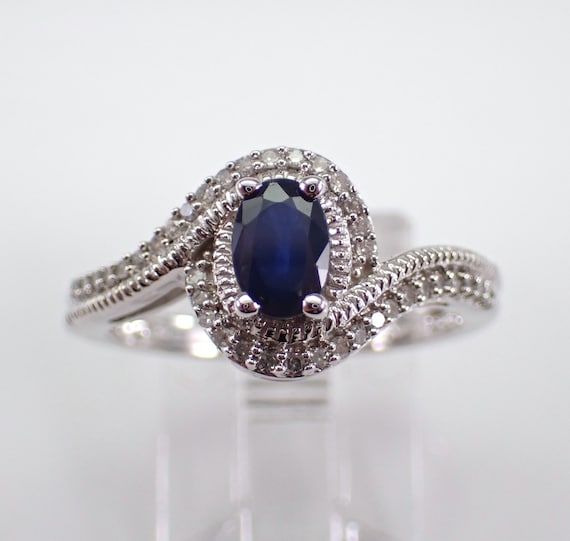 Sapphire and Diamond Engagement Ring - White Gold Bridal Fine Jewelry - September Birthstone Gemstone Gift