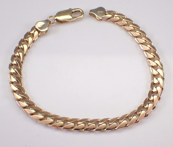 14K Yellow Gold Mens Cuban Bracelet: Simple Everyday Jewelry Gift for Him