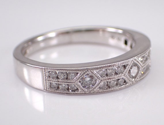 White Gold Diamond Wedding Ring - Stackable Milgr… - image 6