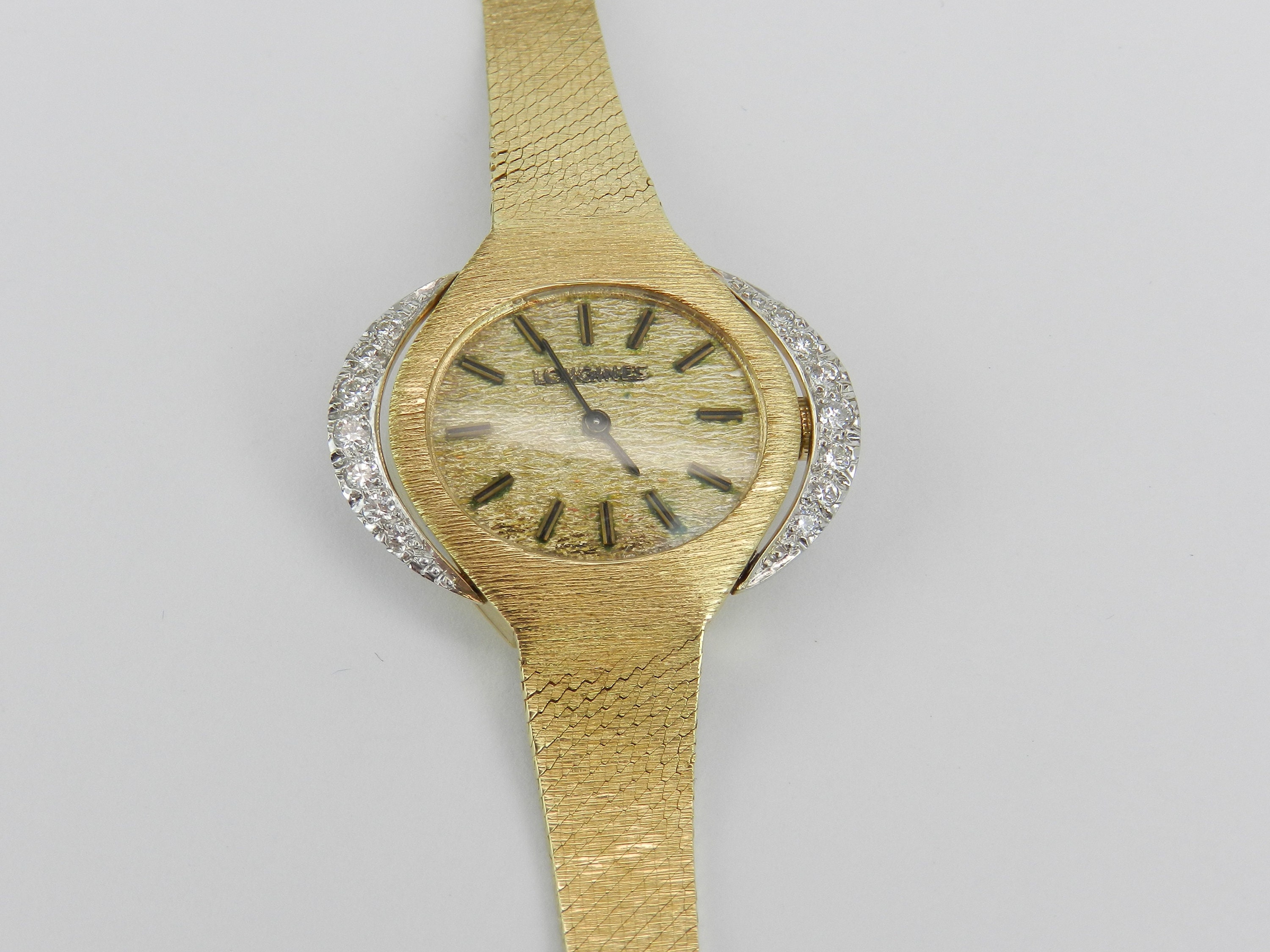 Antique Vintage 14K Yellow Gold Diamond LONGINES Ladies Bracelet Watch