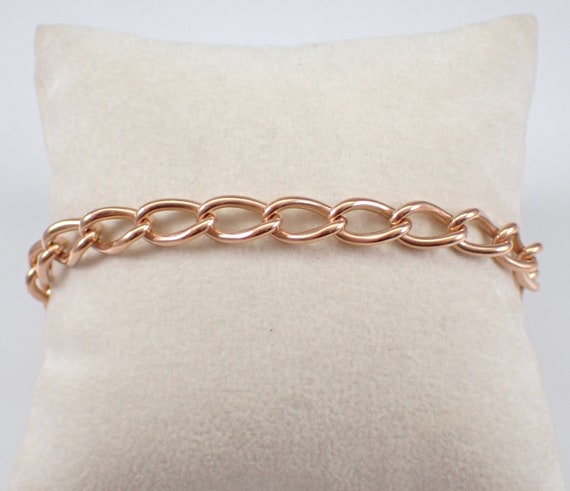 Vintage Rose Gold Charm Bracelet - Simple Estate Layering Jewelry Gift
