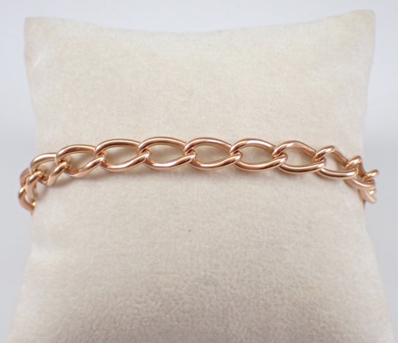 Vintage 9K Rose Gold Charm Bracelet - Simple Estate Layering Everyday Jewelry Gift