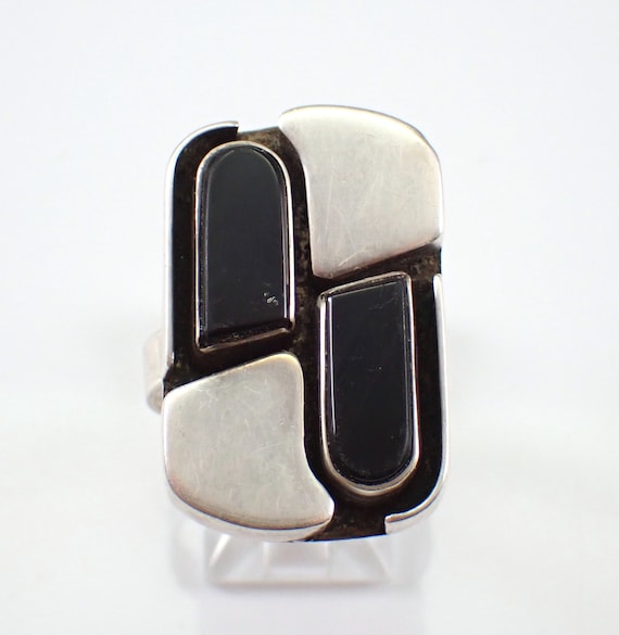 Vintage Sterling Silver Black Onyx Ring - Large Gemstone Jewelry Gift