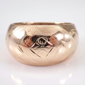 Vintage 14K Rose Gold Dome Ring, breites Nachlass Rechte Hand Band, einzigartiges feines Schmuck Geschenk