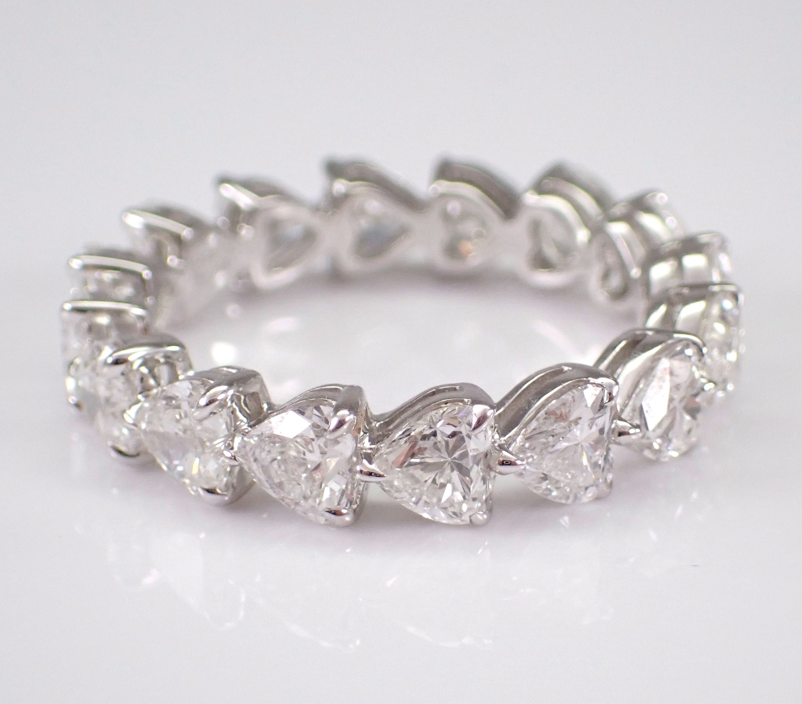Heart shaped diamond eternity band best sale