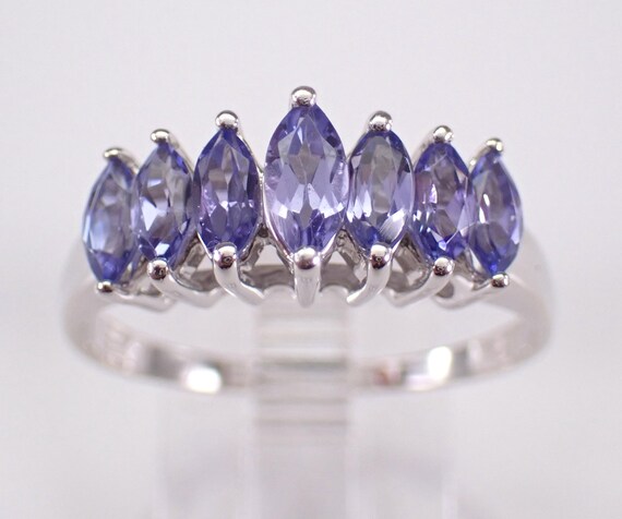 Dainty Tanzanite Engagement Ring - 14K White Gold Bridal Engagement Setting - December Birthstone Fine Jewelry Gift