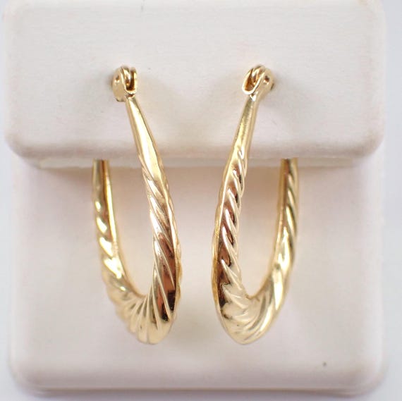 Unique Twisted Braided Hoop Earrings - Vintage 14K Yellow Gold Fine Jewelry - Estate Gift for Women