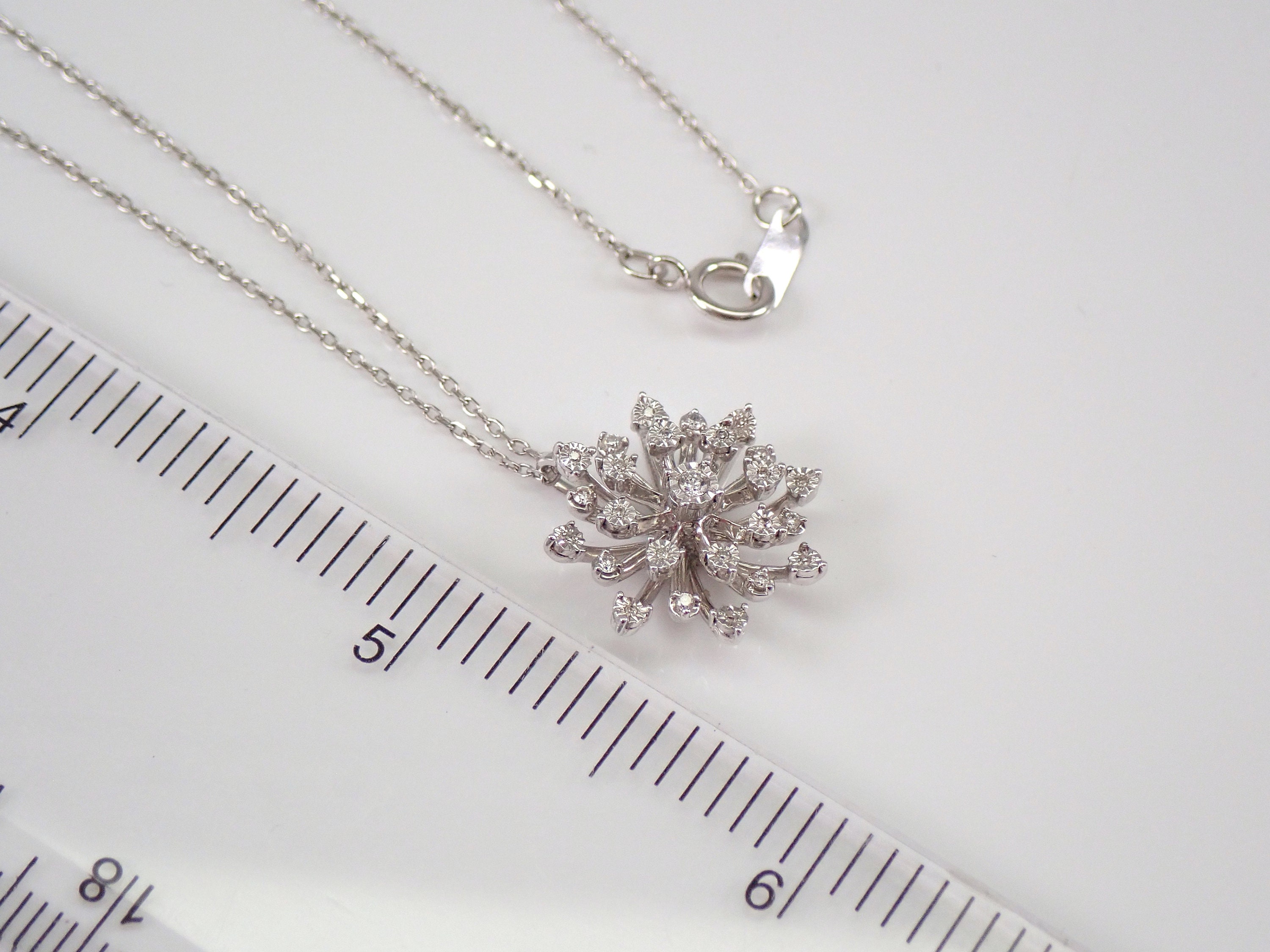 Sapphire and Diamond Starburst Necklace in White Gold – www