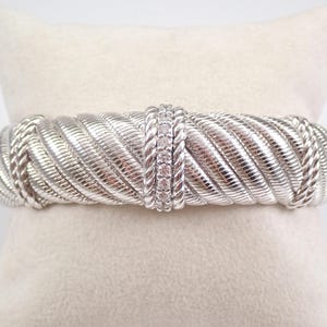 Vintage Sterling Silber Armreif, Judith Ripka Cubic Zirkonia Klapp Manschette, Designer Schmuck Geschenk