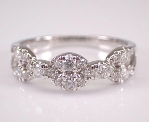 14K White Gold Diamond Wedding Ring - Bridal Stackable Anniversary Band - GalaxyGems Fine Jewelry Gift