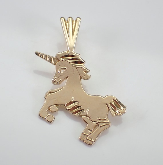 Vintage 14K Yellow Gold Unicorn Charm, Adorable Pendant Jewelry Gift for Necklace or Bracelet