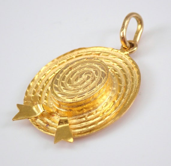 18K Yellow Gold SOMBRERO Charm Pendant - Estate H… - image 6