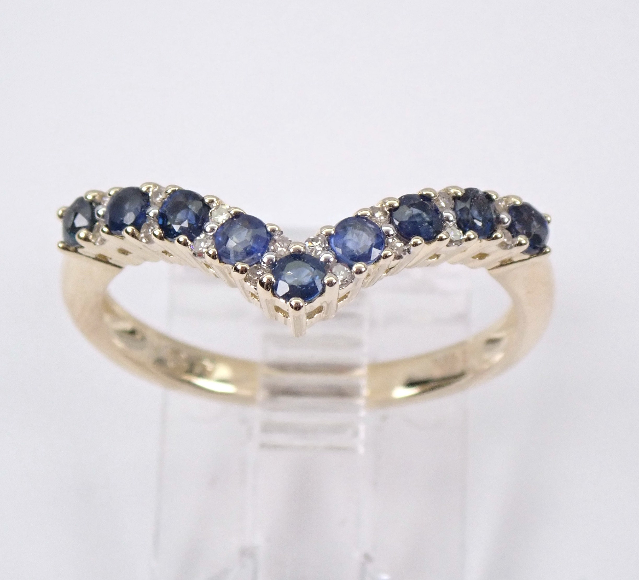Modern Sapphire And Diamond V Wedding Ring Anniversary