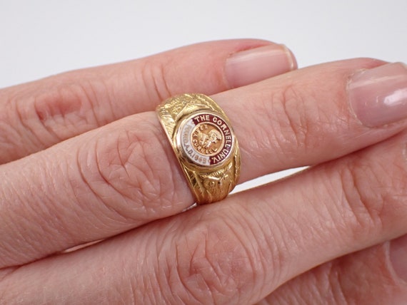 Vintage 18K Yellow Gold School Ring - Antique Cor… - image 7