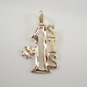 Dije vintage de hermana n.° 1 en oro amarillo de 14 quilates para collar o pulsera.