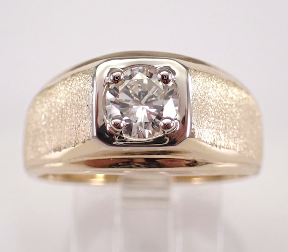 14K Yellow Gold Diamond Pinky Ring - Mens Vintage Engagement Solitaire - Unique Wedding Anniversary Band for Him
