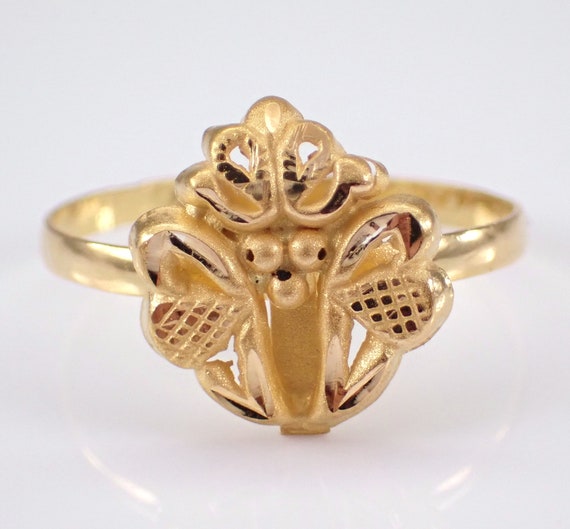 Antique 21K Yellow Gold Ring - Vintage Estate Anniversary Band - Unique Bridal Wedding Fine Jewelry Gift