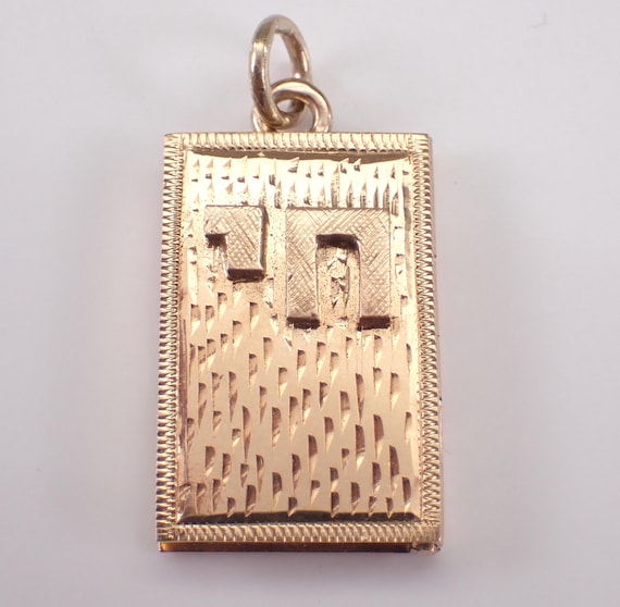 Vintage 14K Yellow Gold Chain Locket Charm Pendant - Jewish Torah Judaica Jewelry for Necklace or Bracelet
