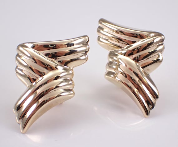 Vintage 14K Yellow Gold Earrings - Unique Estate Jewelry Gift - Secure Omega Clasps