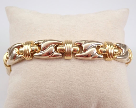 Vintage Solid 14k Gold Toggle Bracelet - Unique E… - image 4