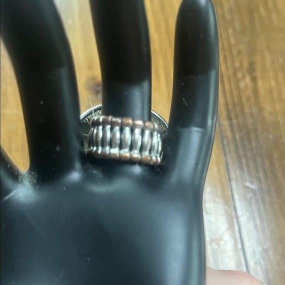 Rhinestone Black Gem Statement Ring Adjustable Ba… - image 3