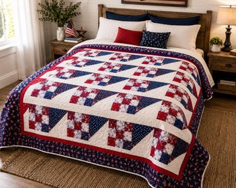 Freiheit Flug Quilt Anleitung | Americana Rot Weiß Blau Anfänger Patchwork (PDF Download)