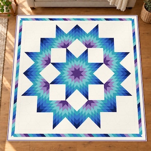 Sternen-Quiltmuster (PDF), Blau und Lila, 3 Größen – Ozean-Amethyst