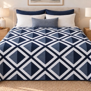 Modern Geometric Quilt Pattern PDF, Diamond Canopy HST Quilt, Baby Throw Full Queen Sizes, Instant Download