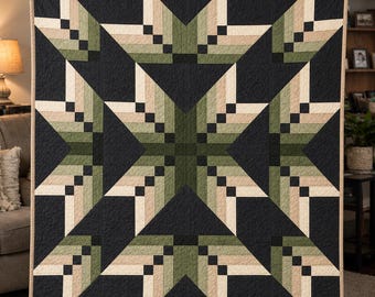 Patron de courtepointe Ironwood Star (PDF) | Courtepointe géométrique moderne en forme d'étoile | Patron de courtepointe patchwork style ferme | Jeté de 162 x 162 cm | Téléchargement numérique