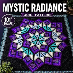 Mystic Radiance Quilt Pattern PDF | Foundation Paper Piecing Pattern | King Size Quilt | Modern Star Quilt | Instant Download